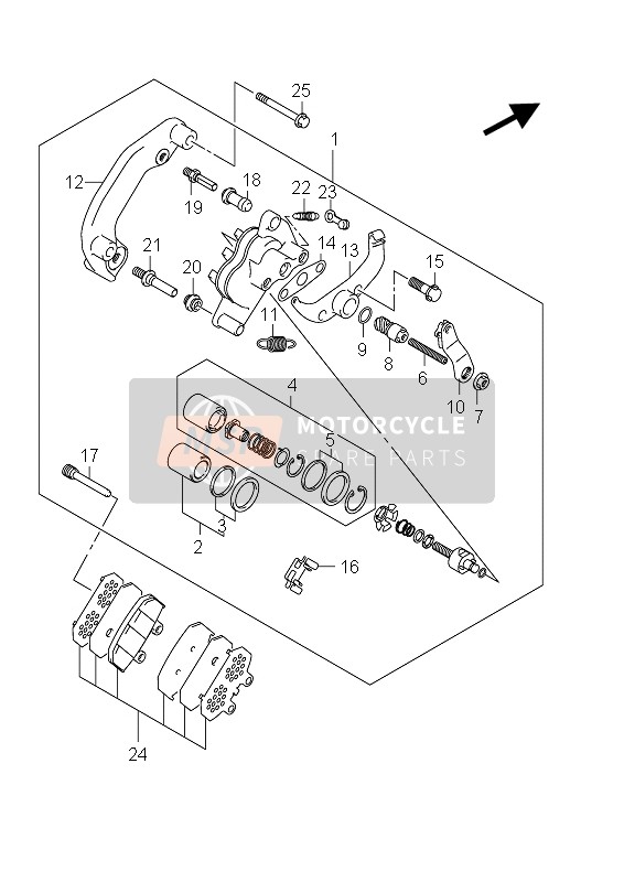 Suzuki AN650A BURGMAN EXECUTIVE 2012 Rear Caliper for a 2012 Suzuki AN650A BURGMAN EXECUTIVE